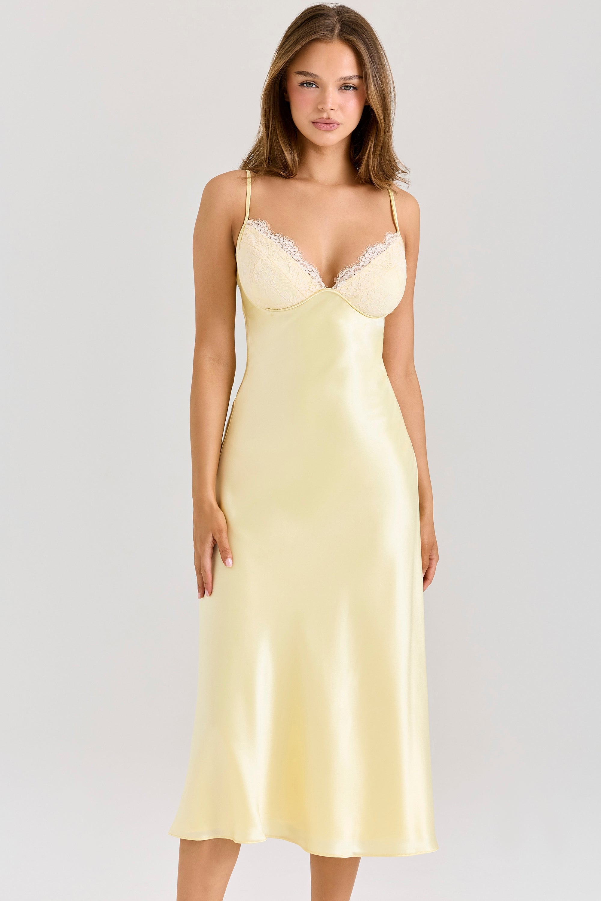 Felicity Yellow Satin Dress