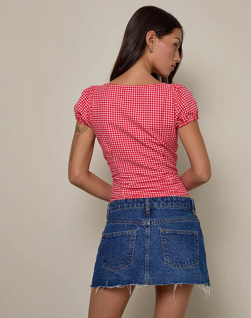 Rosette Gingham Blouse