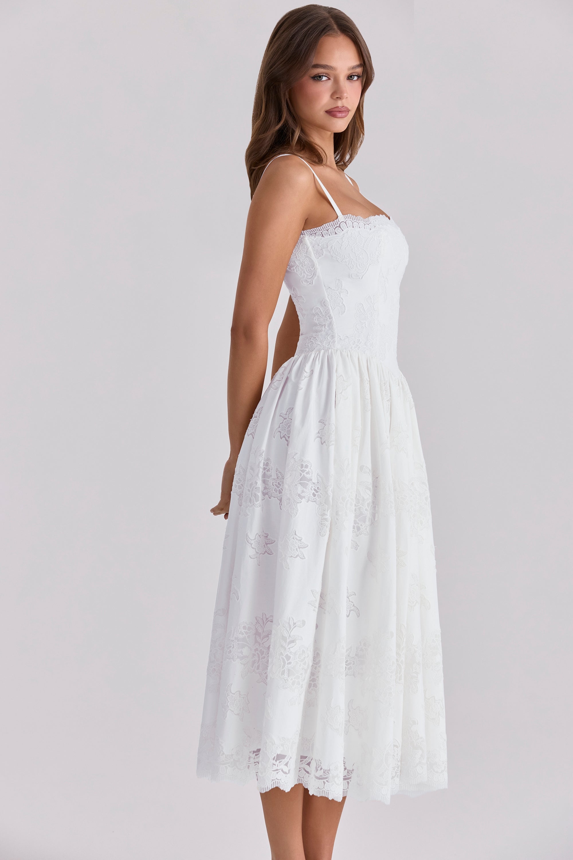 Ivory Bloom Lace Midi