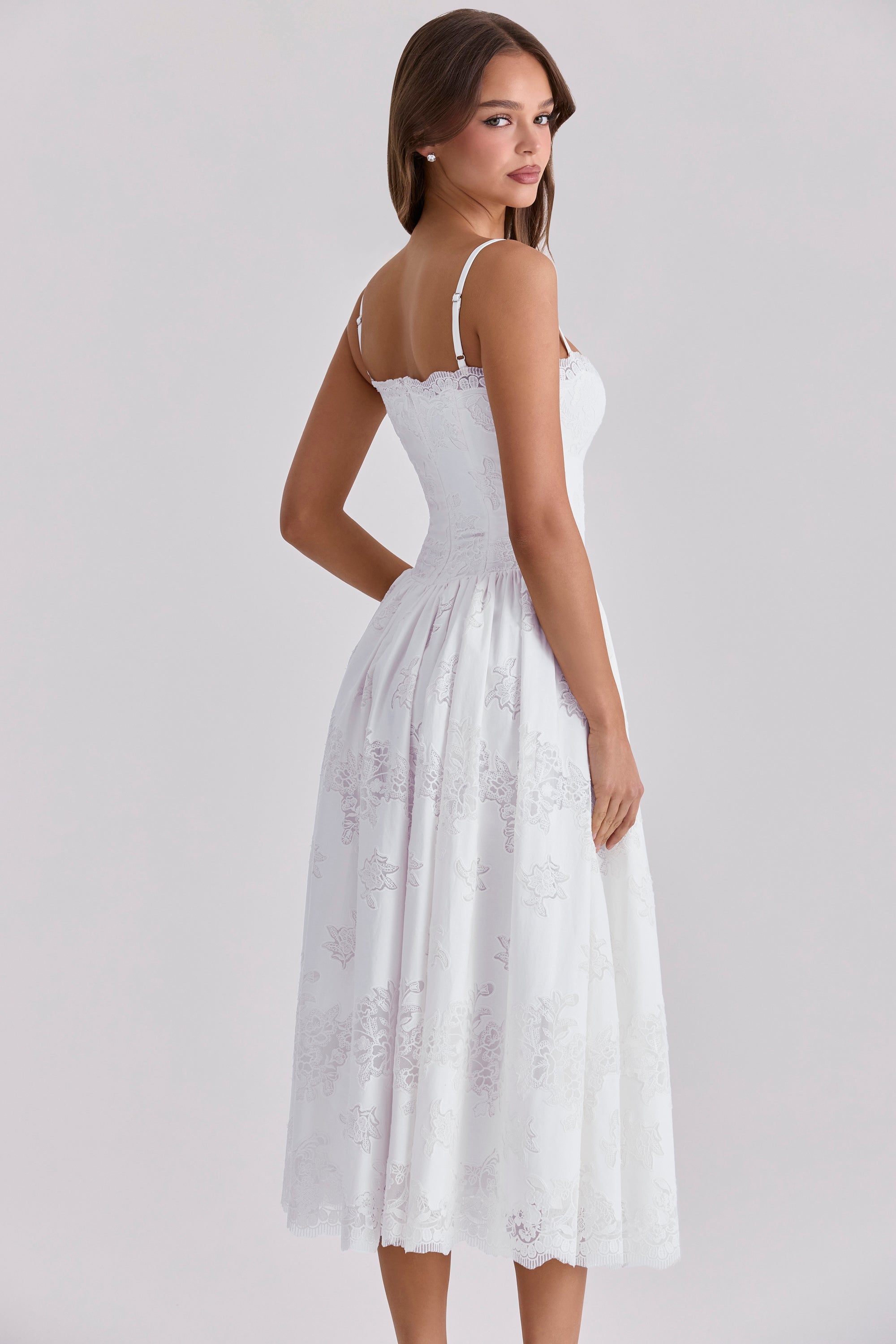 Ivory Bloom Lace Midi