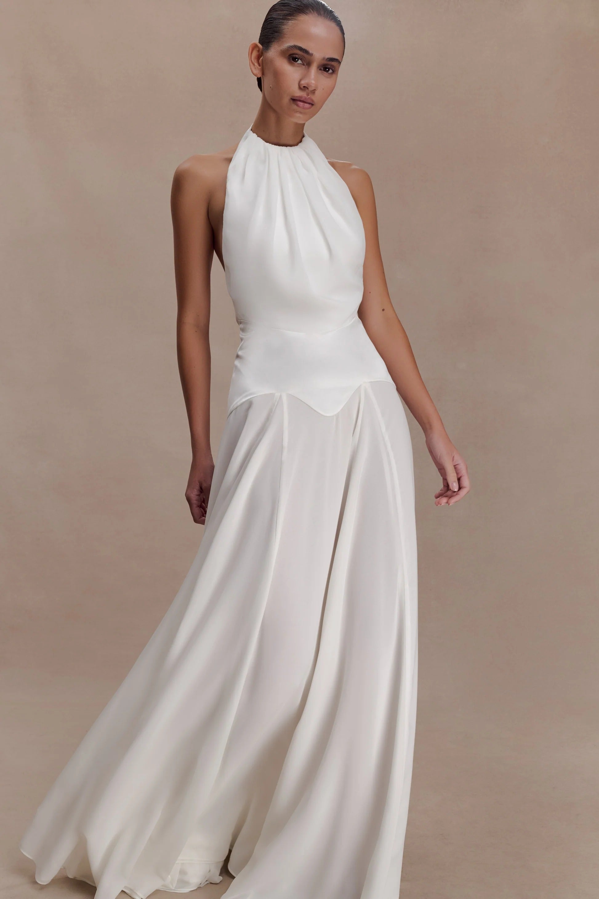 Celeste Ivory Halter Gown