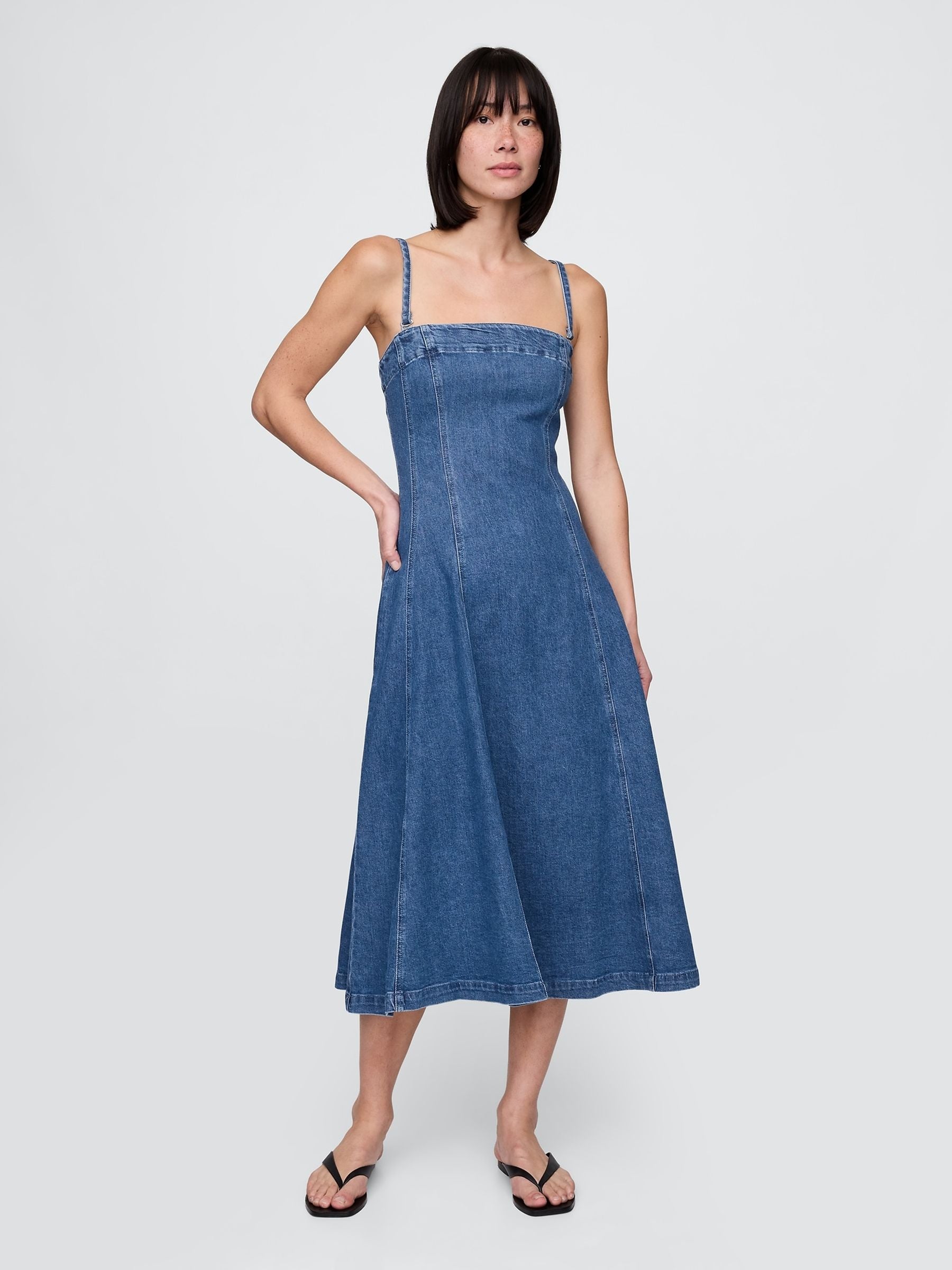 Blue Denim Midi Dress