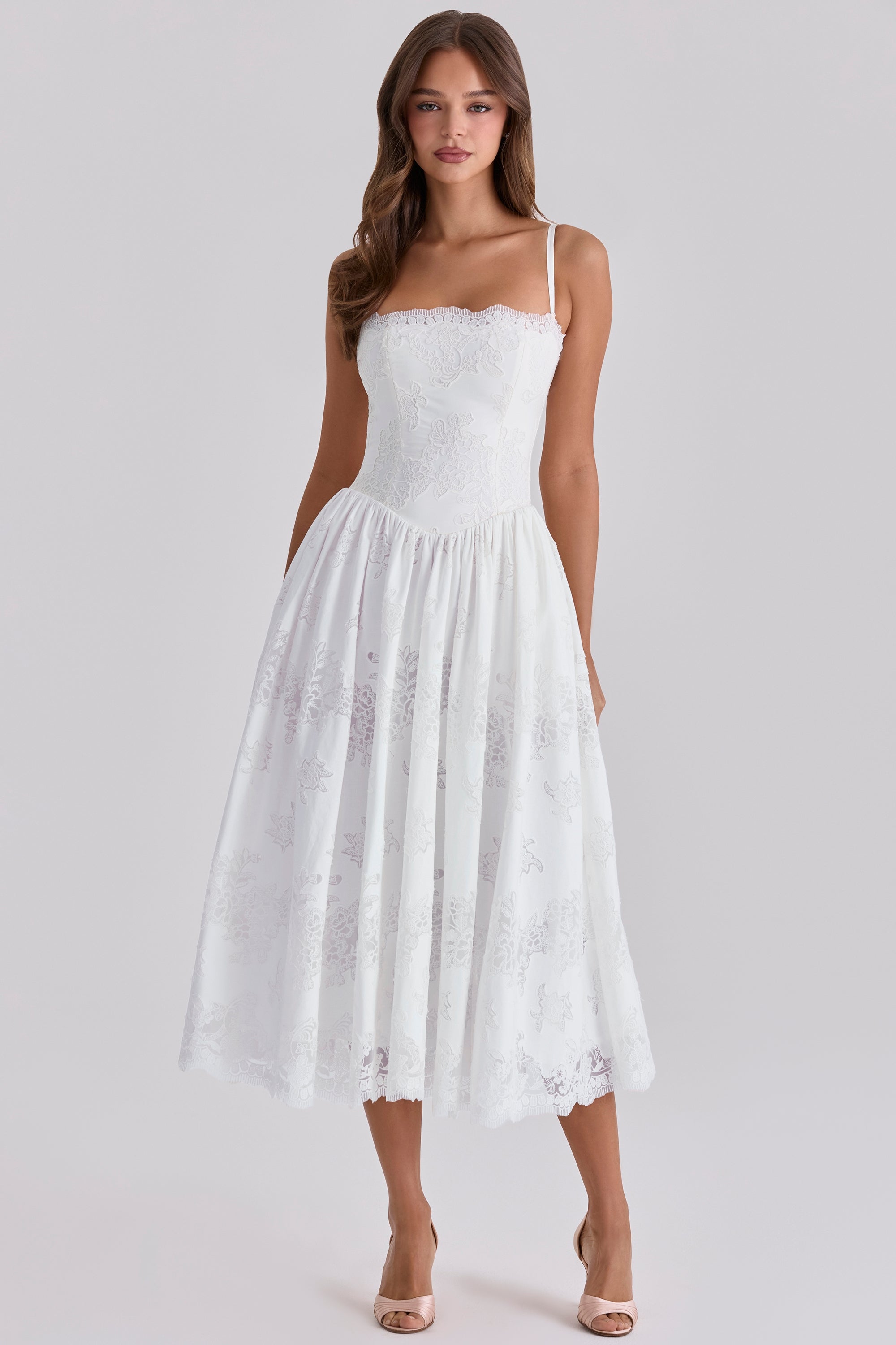 Ivory Bloom Lace Midi