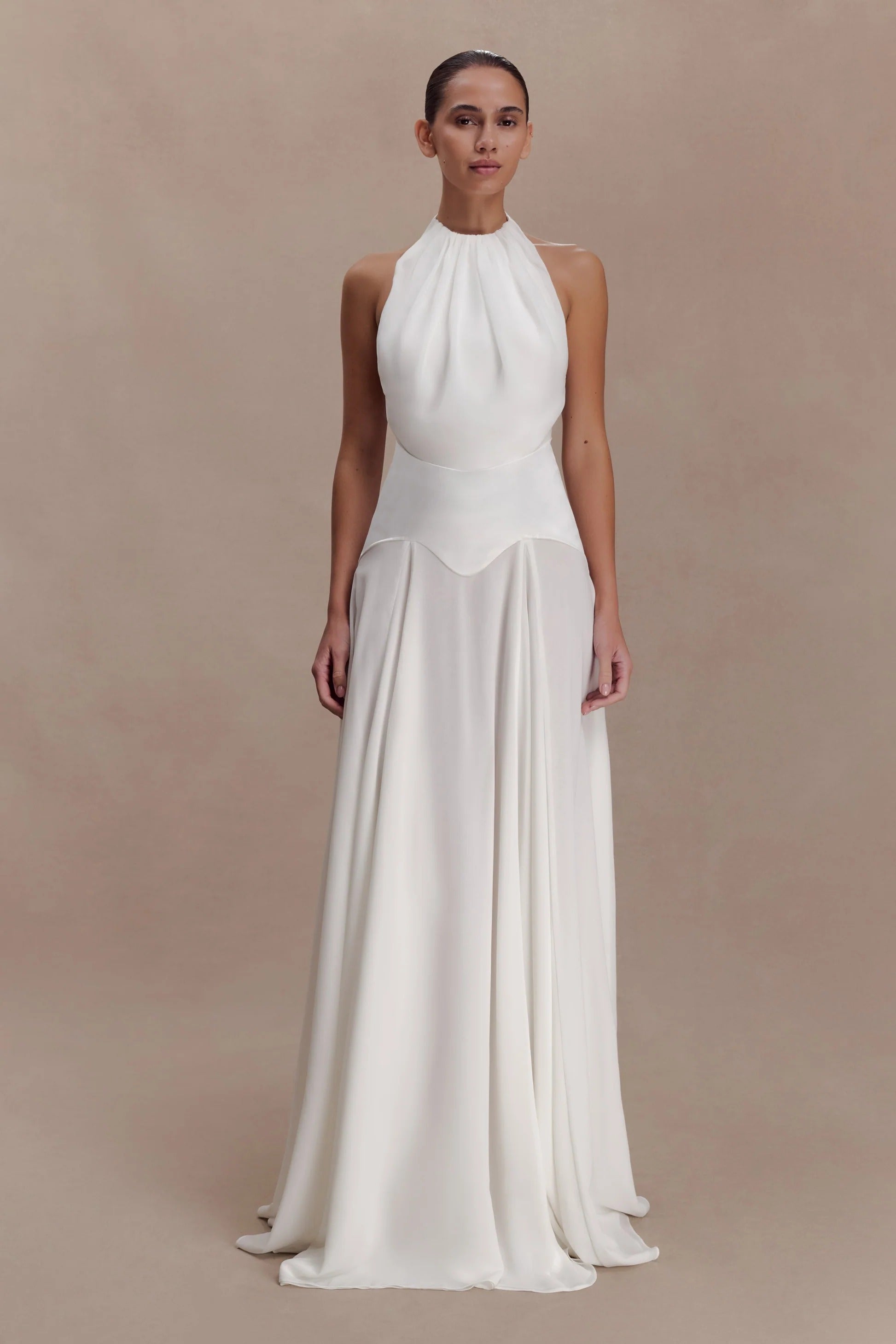 Celeste Ivory Halter Gown