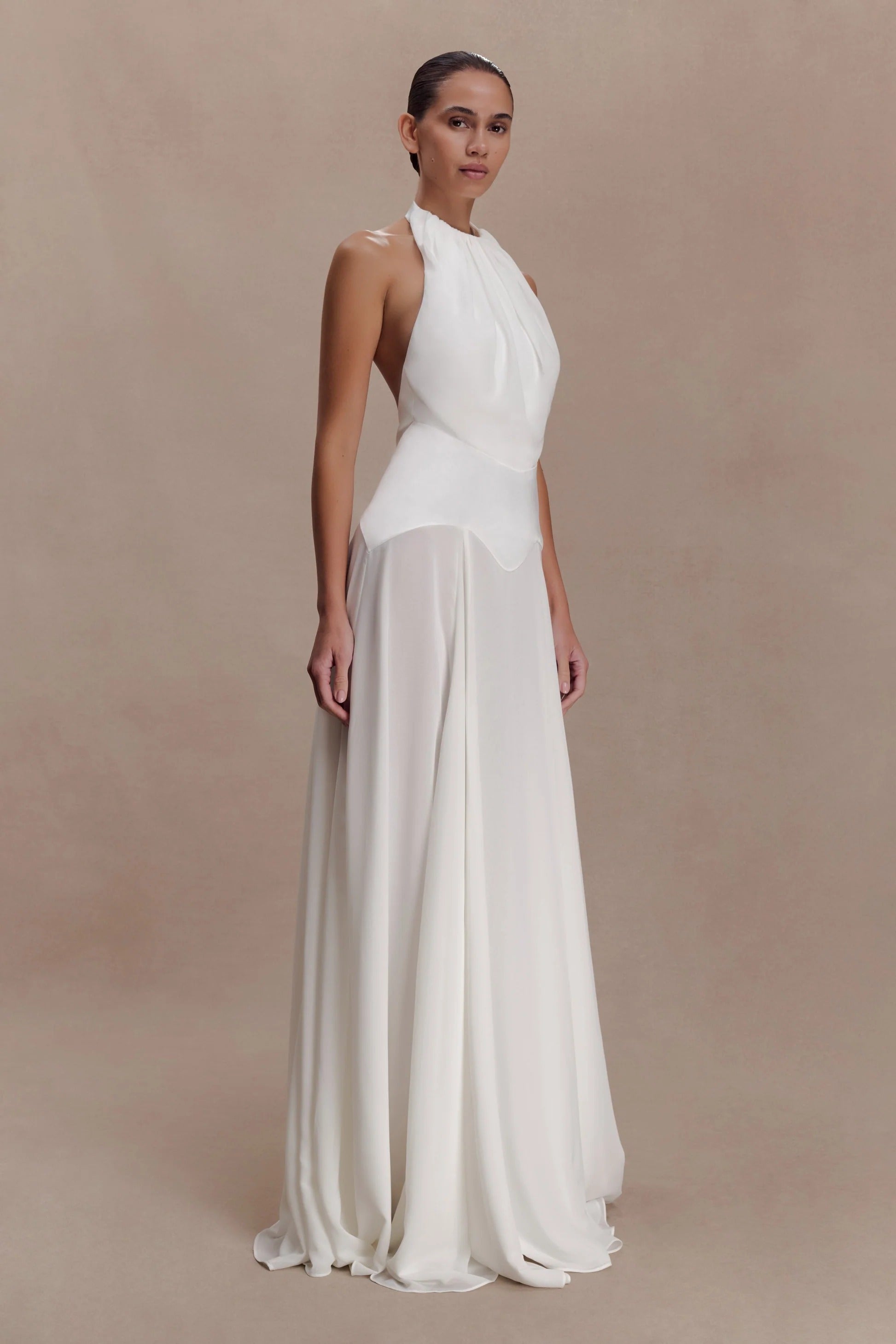 Celeste Ivory Halter Gown