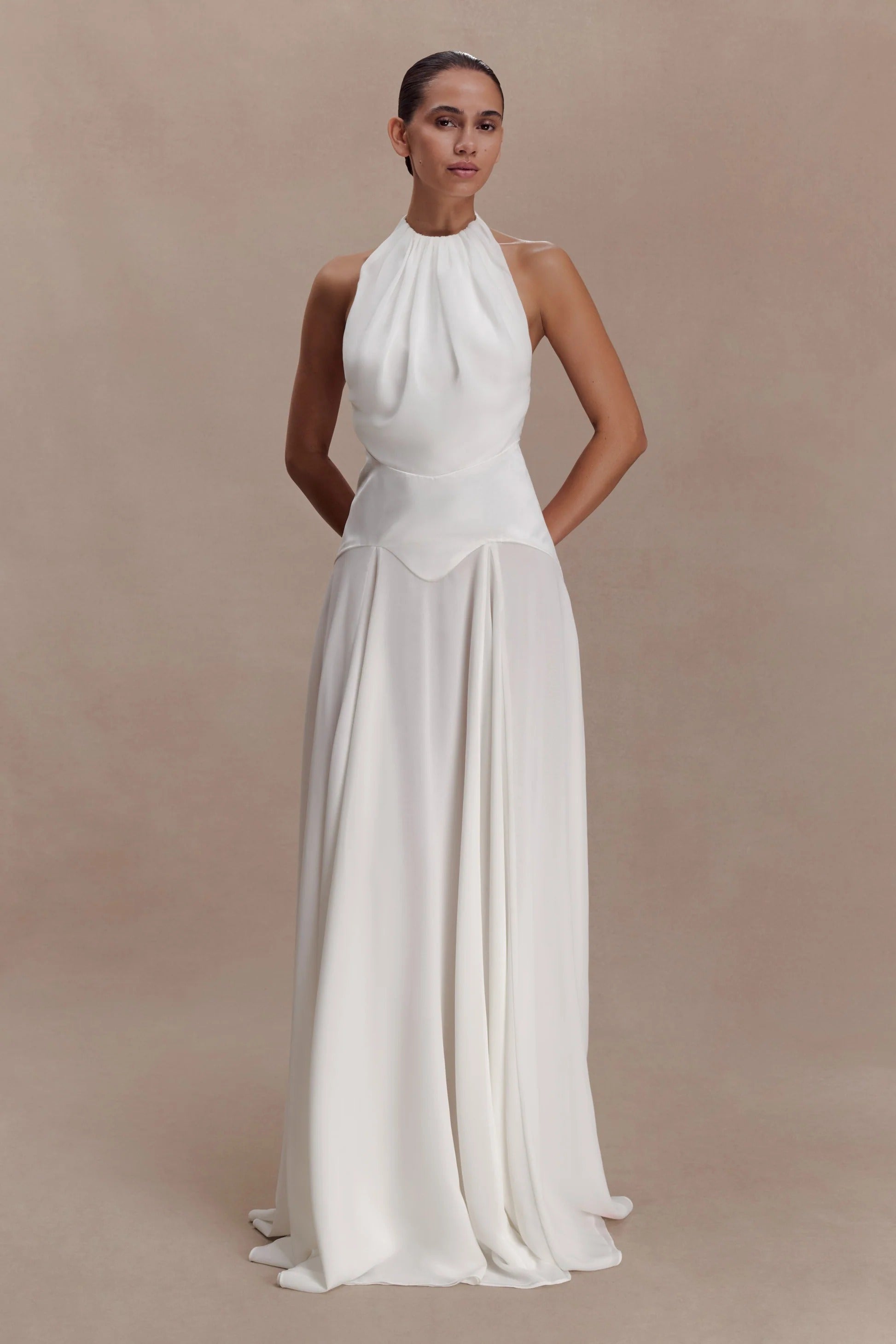 Celeste Ivory Halter Gown