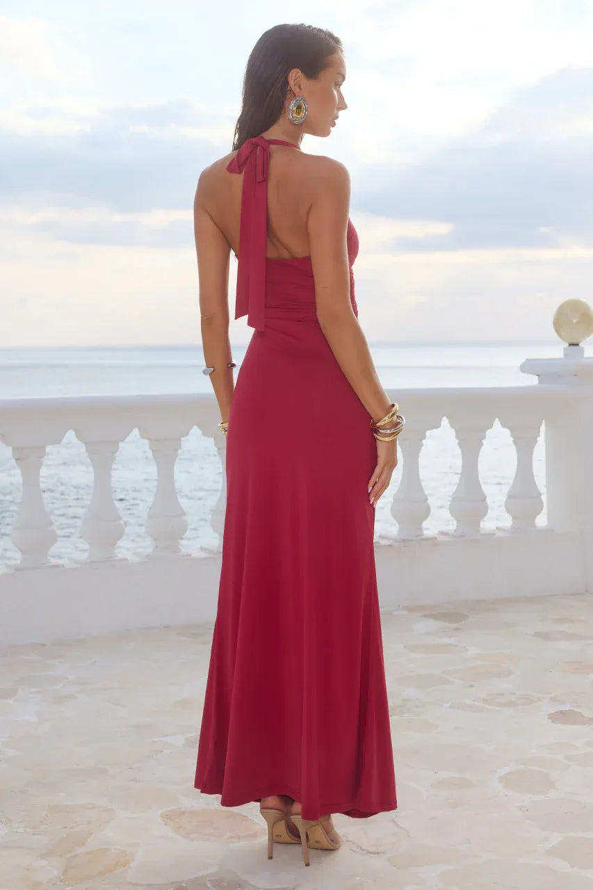 Scarlet Cutout Halter Maxi